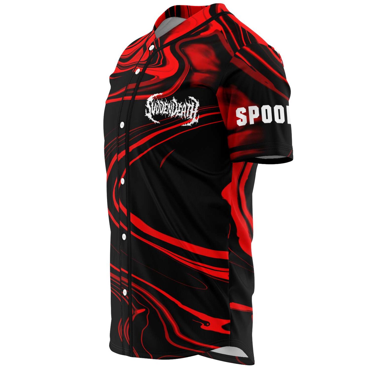 Svdden Death Red Black Swirling Rave Baseball Jersey