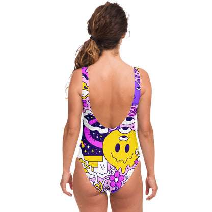 Pink Lilac Quirky Doodle Rave Swimsuit