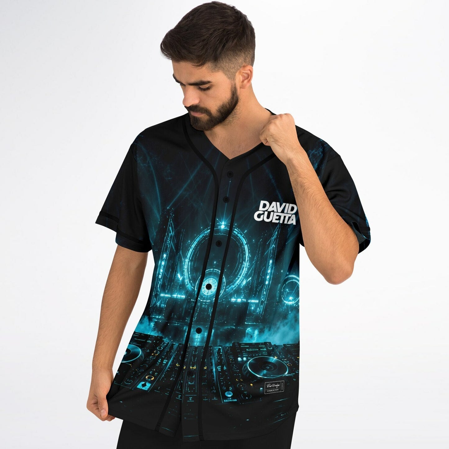 David Guetta Black Portrait Photo Rave Baseball Jersey