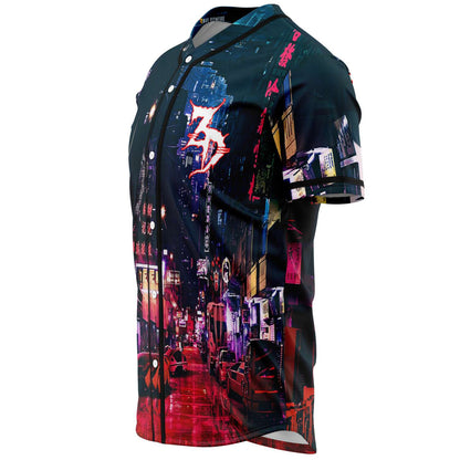 Black Rainy Neon Rave Baseball Jersey