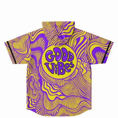 Purple Bright Psychedelic Wavy Rave Hooded Baseball Jersey