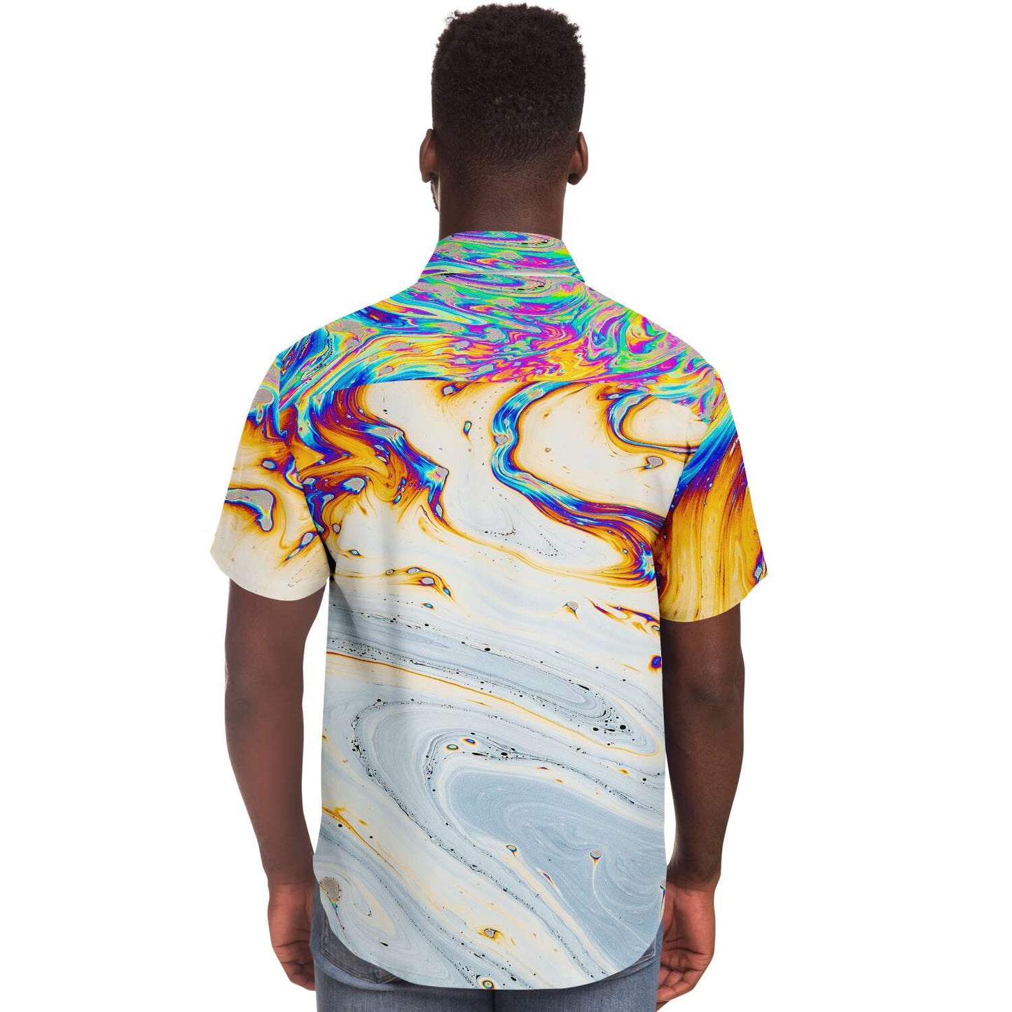 Acid trip short sleeve button down shirt