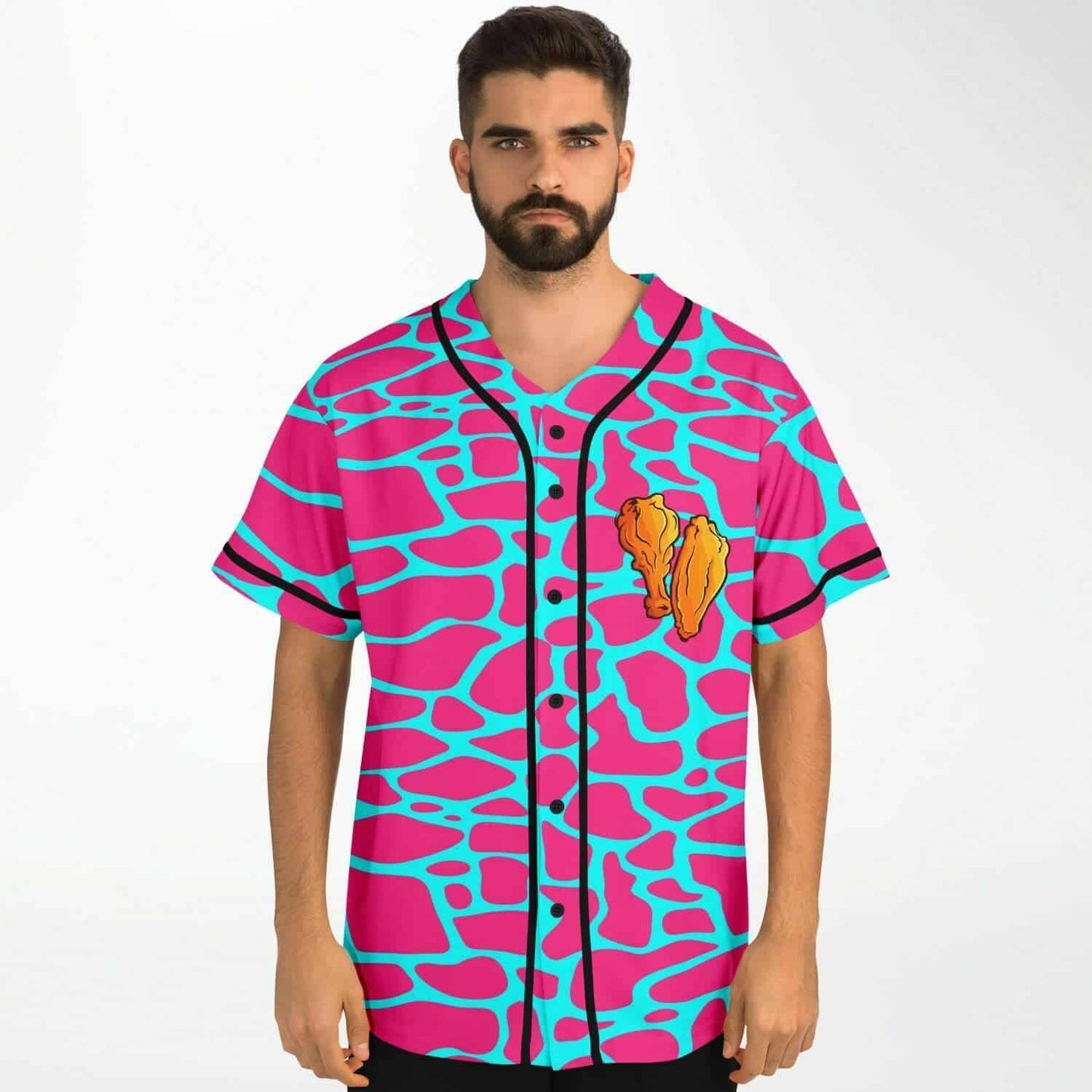 Hot Pink Cartoon Fried Rave Baseball Jersey