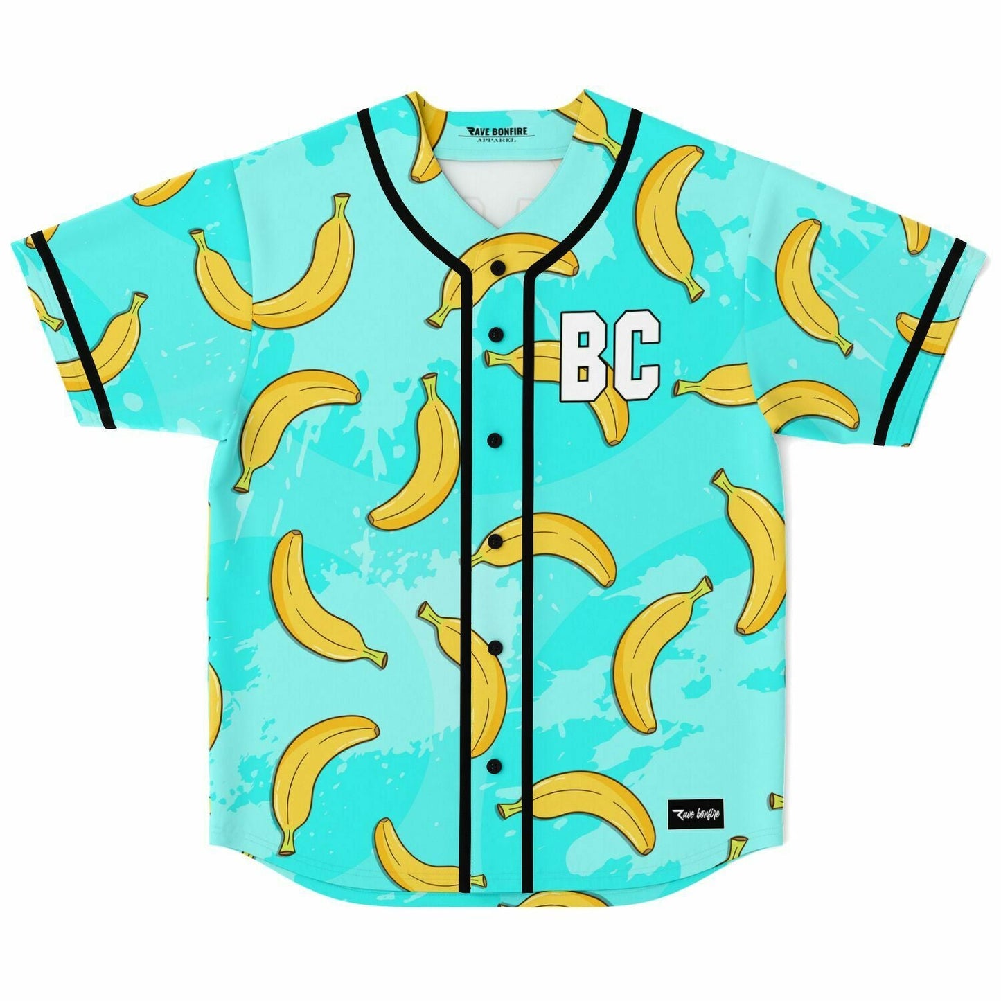 Turquoise Cartoon Banana Rave Baseball Jersey