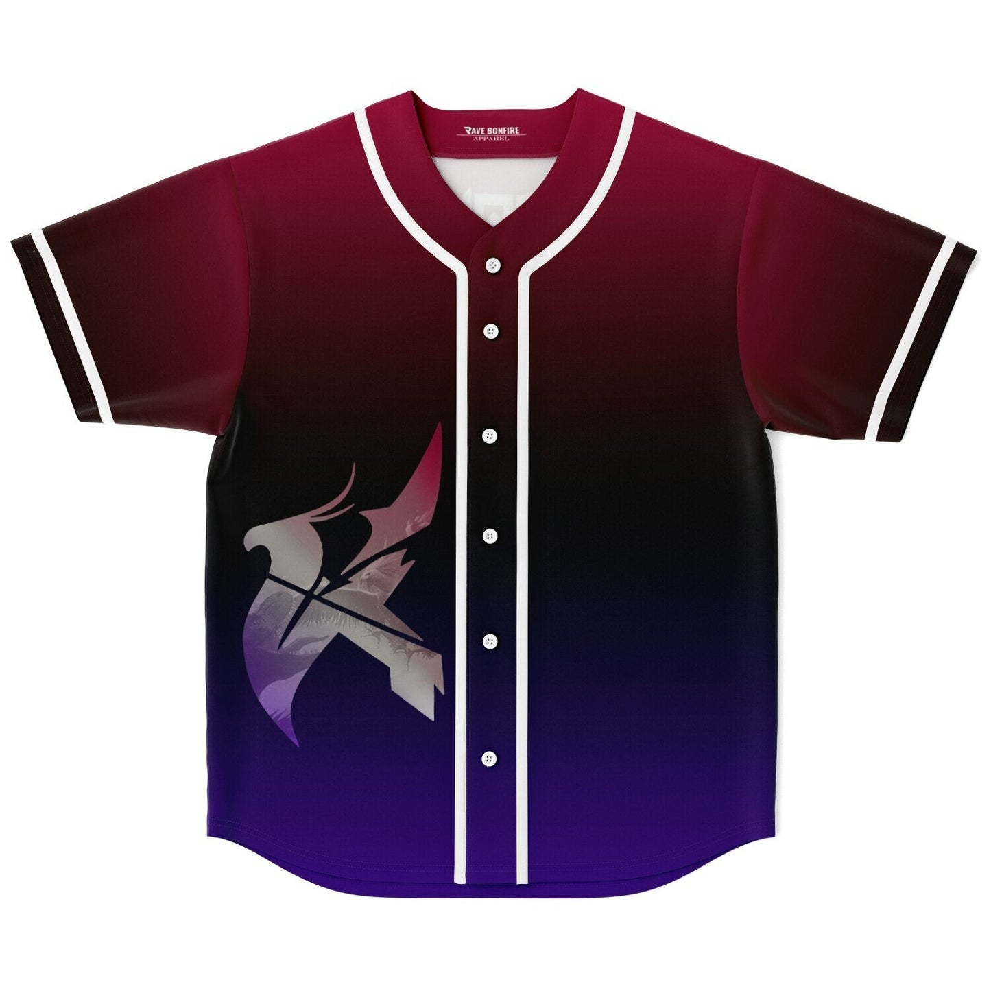 Crybanger Dark Maroon Stylized Bird Rave Baseball Jersey