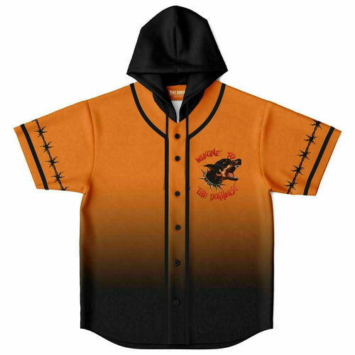 Kayzo Orange Black Snarling Rottweiler Rave Hooded Baseball Jersey
