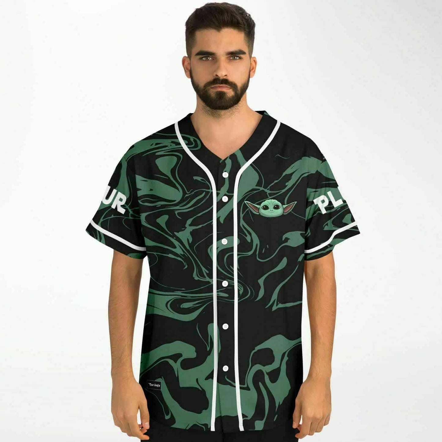 Black Sage Liquid Marble Rave Baseball Jersey