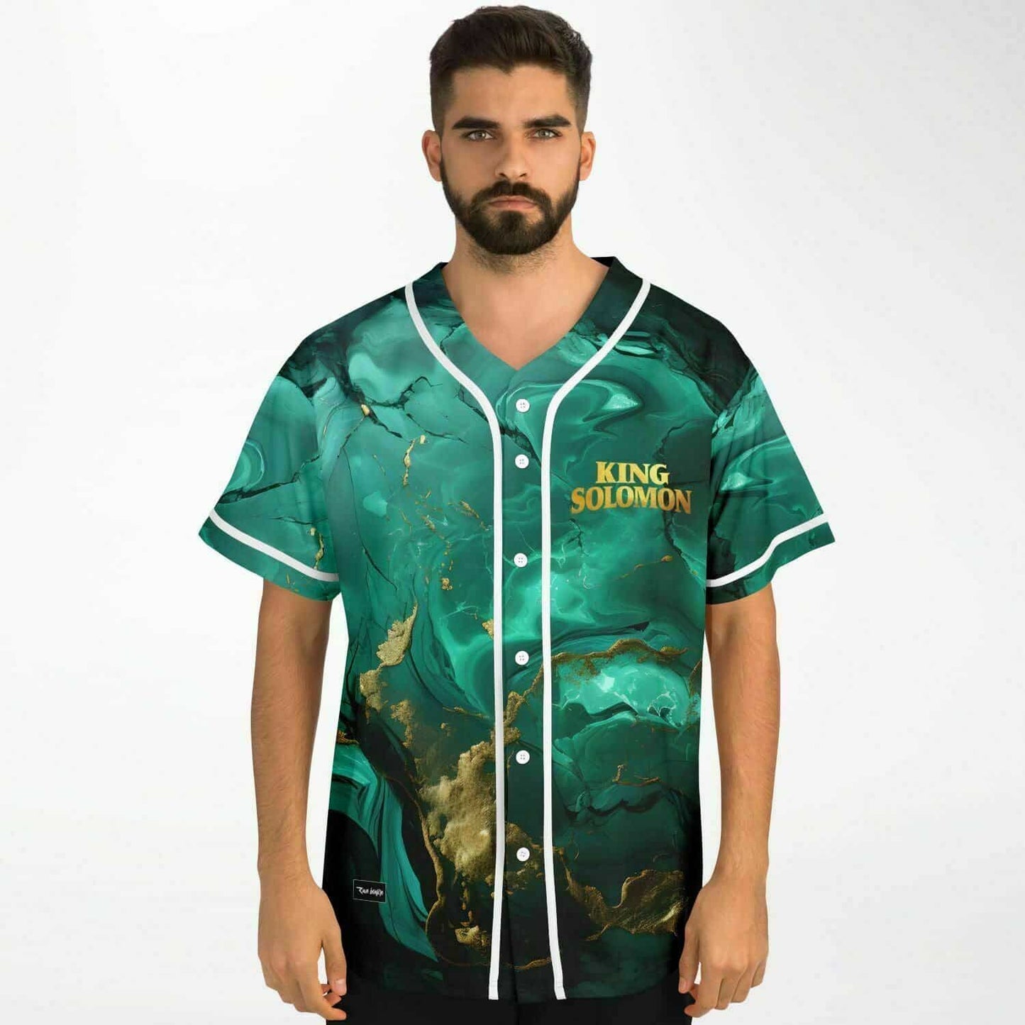King Solomon Emerald Green Gold Liquid Rave Baseball Jersey