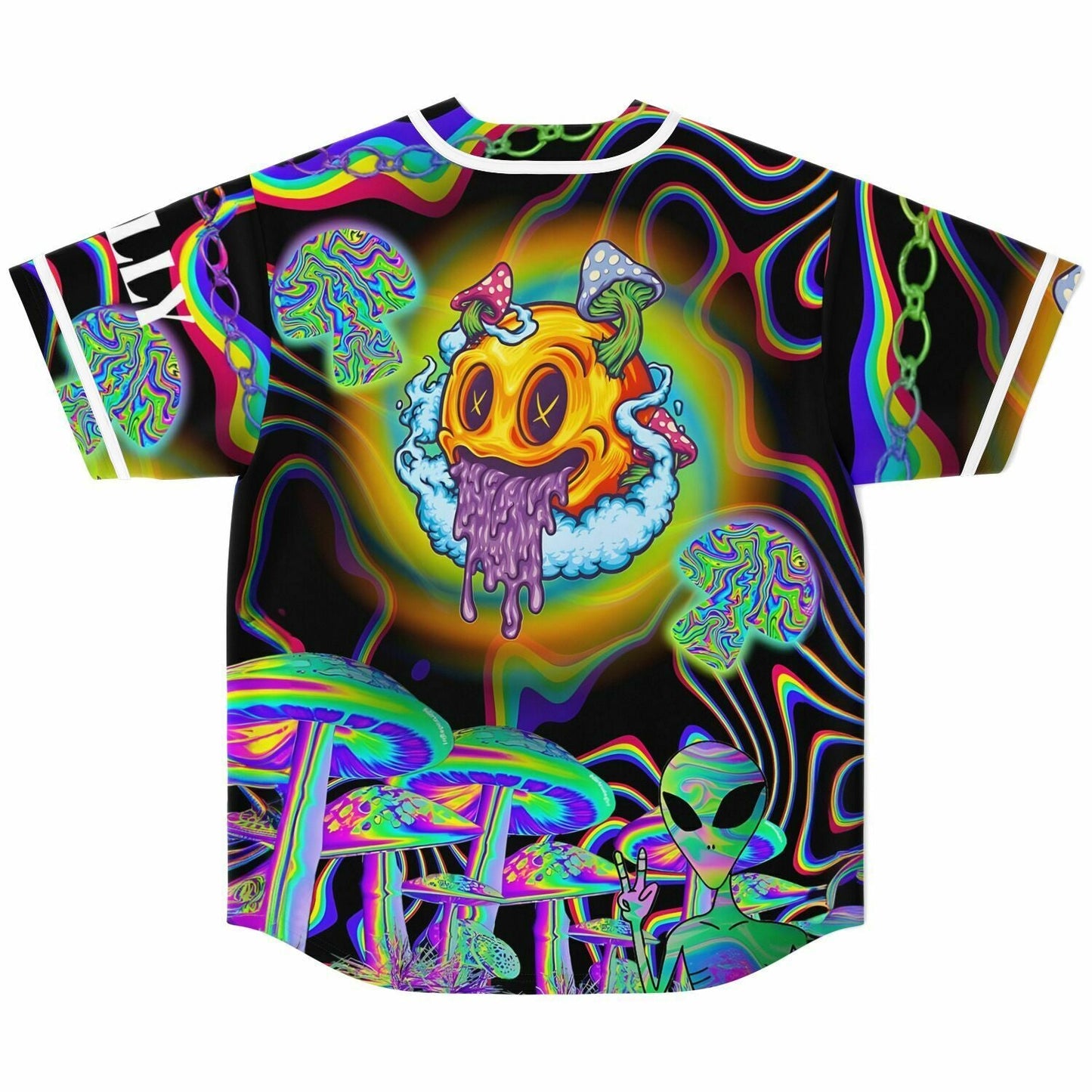 Black Grinning Alien Rave Baseball Jersey