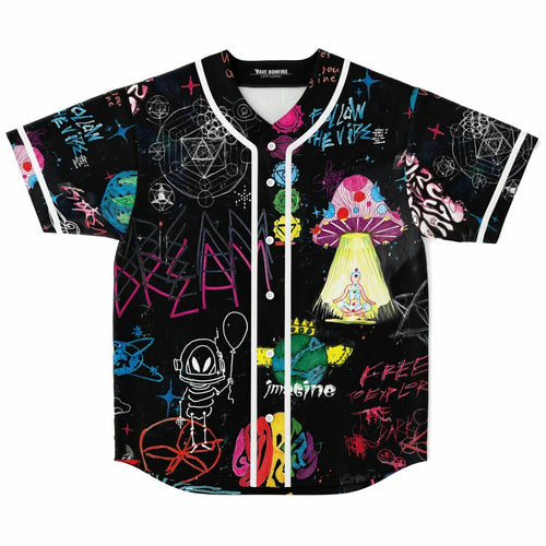Black Hand Drawn Rave Baseball Jersey