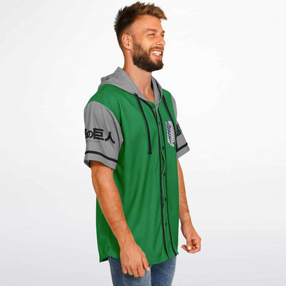 Kelly Green Attack Titan Rave Hooded Baseball Jersey