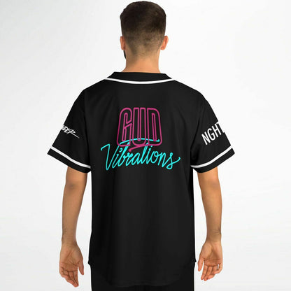 GUD Vibrations Black Body Neon Label Rave Baseball Jersey