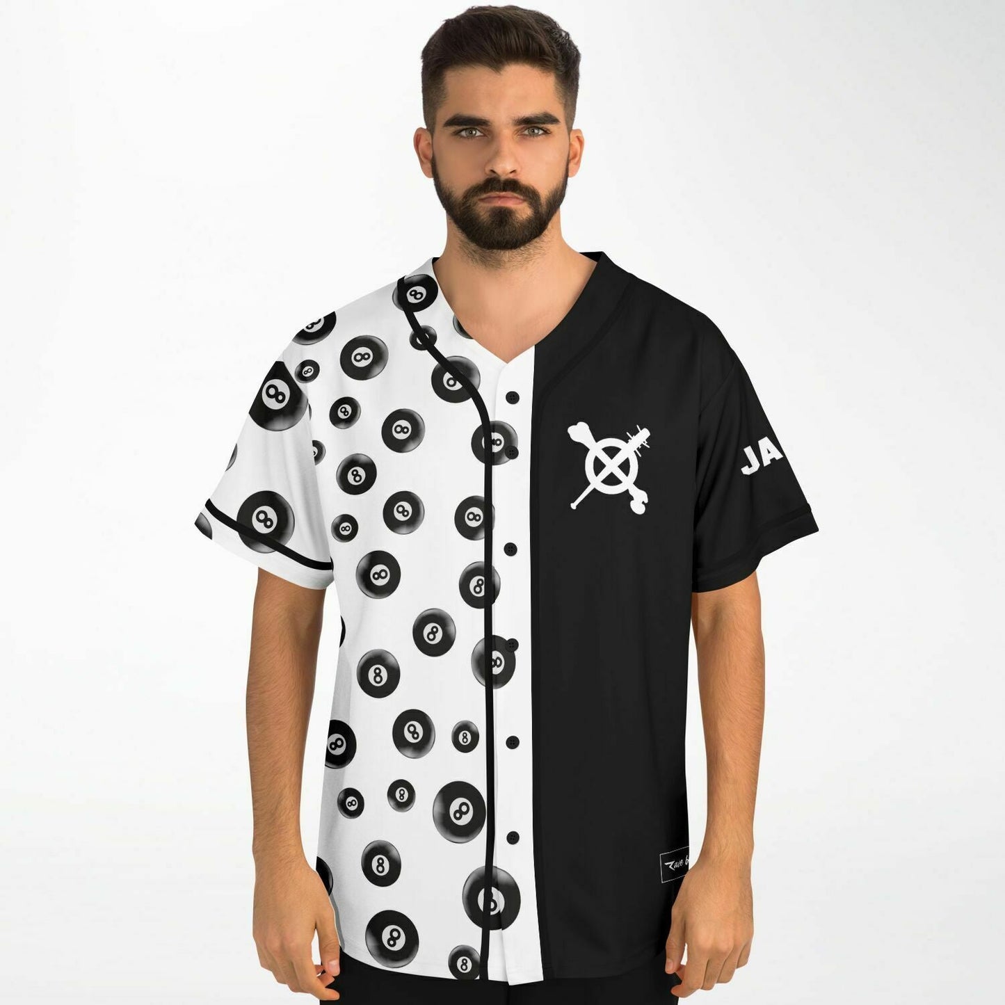 Kayzo Black White Split Panel Rave Baseball Jersey