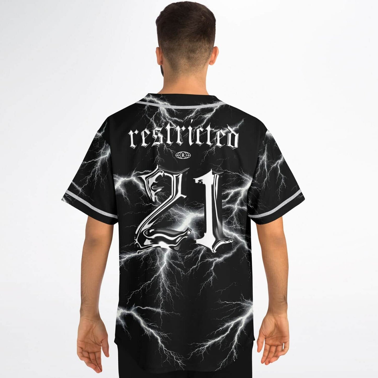 Black Electric Lightning Rave Baseball Jersey
