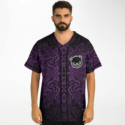 Bear Bass Purple Black Dense Symmetrical Rave Baseball Jersey