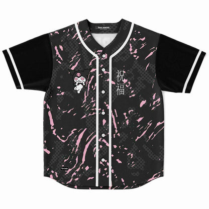 Black Pink Splatter Camo Rave Baseball Jersey