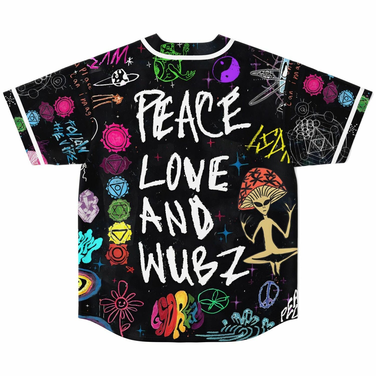 Black Hand Drawn Rave Baseball Jersey