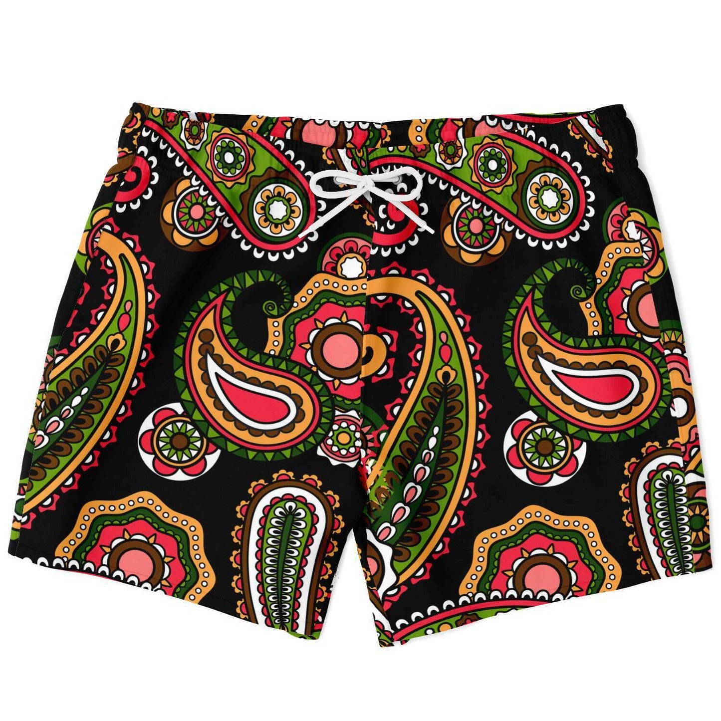 Black Paisley Rave Swim Trunks