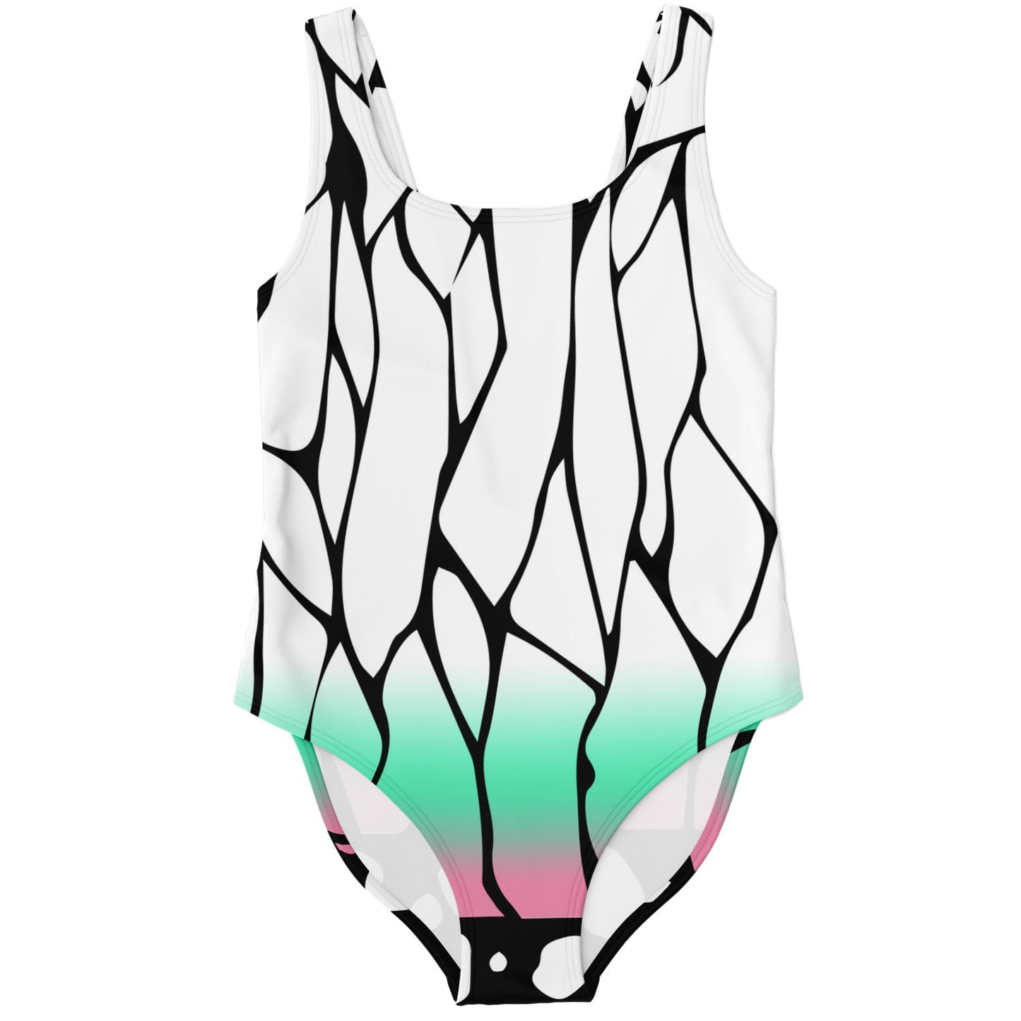 White Abstract Cracked Rave Swimsuit