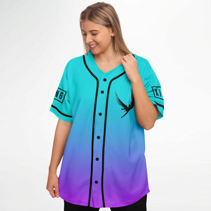 Sullivan King Teal Purple Winged Eagle Rave Baseball Jersey