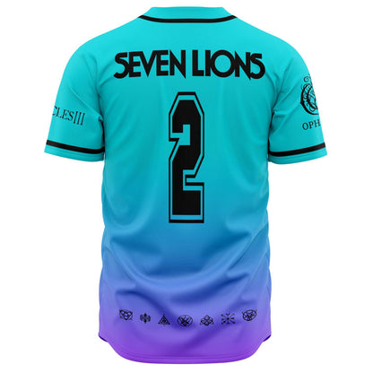 Seven Lions Teal Lion Head Rave Baseball Jersey