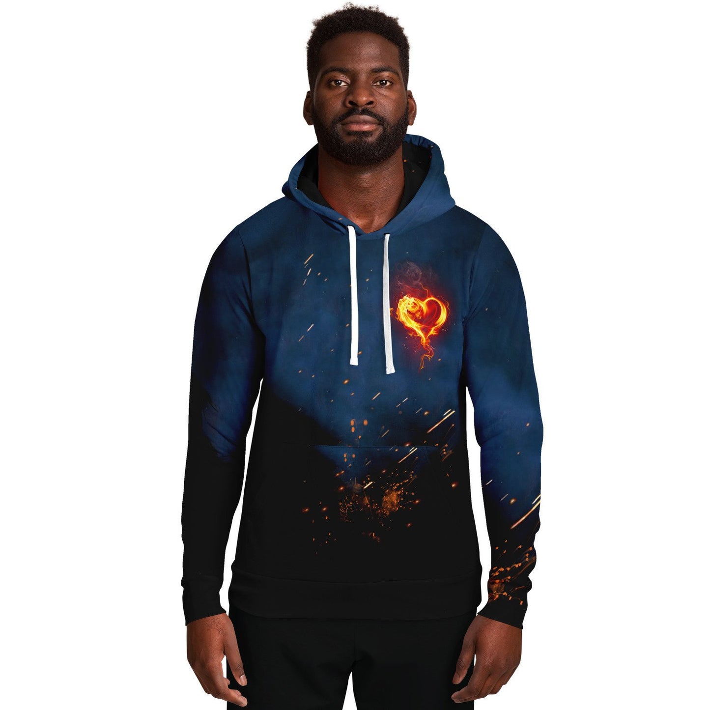 Flaming Heart Navy Ember Rave Hoodie