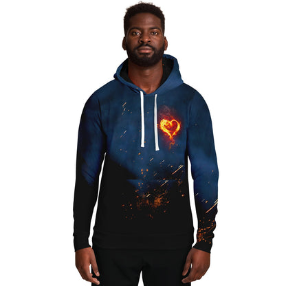 Flaming Heart Navy Ember Rave Hoodie