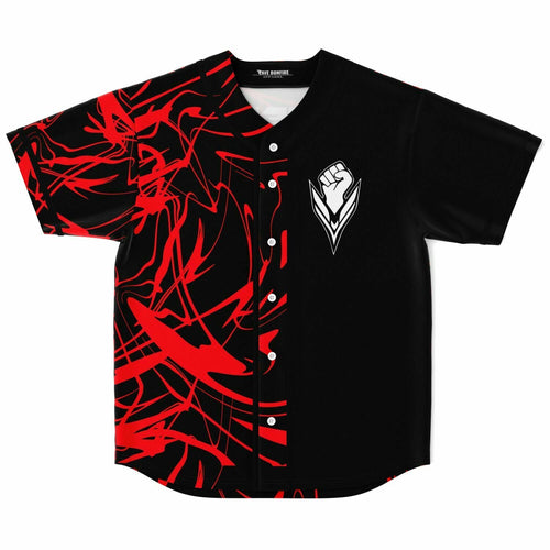 Black Abstract Red Rave Baseball Jersey