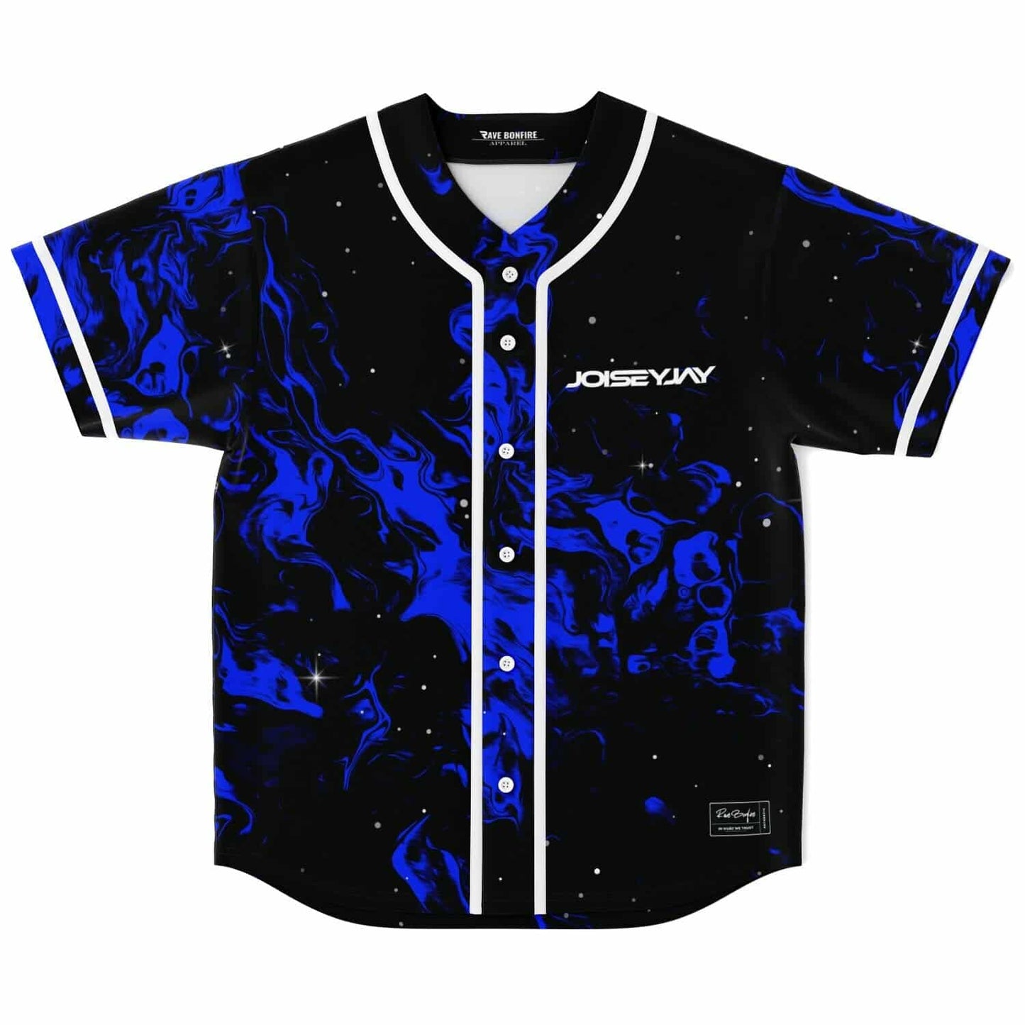 Joisey Jay Black Blue Smoke Rave Baseball Jersey