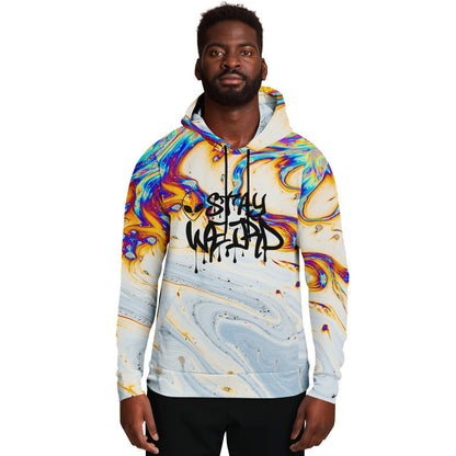 Stay Weird Rainbow Oil Slick Rave Hoodie