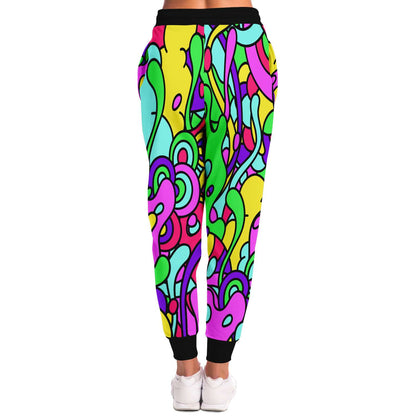 Black Cuffs Abstract Groovy Rave Joggers