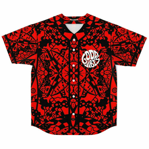 Red Black Kaleidoscopic Tribal Rave Baseball Jersey