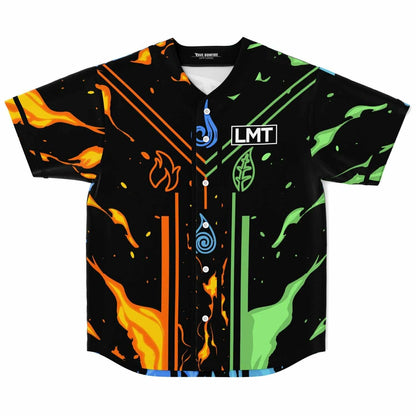 LMNTRIXXX Black Elemental Symbols Rave Baseball Jersey