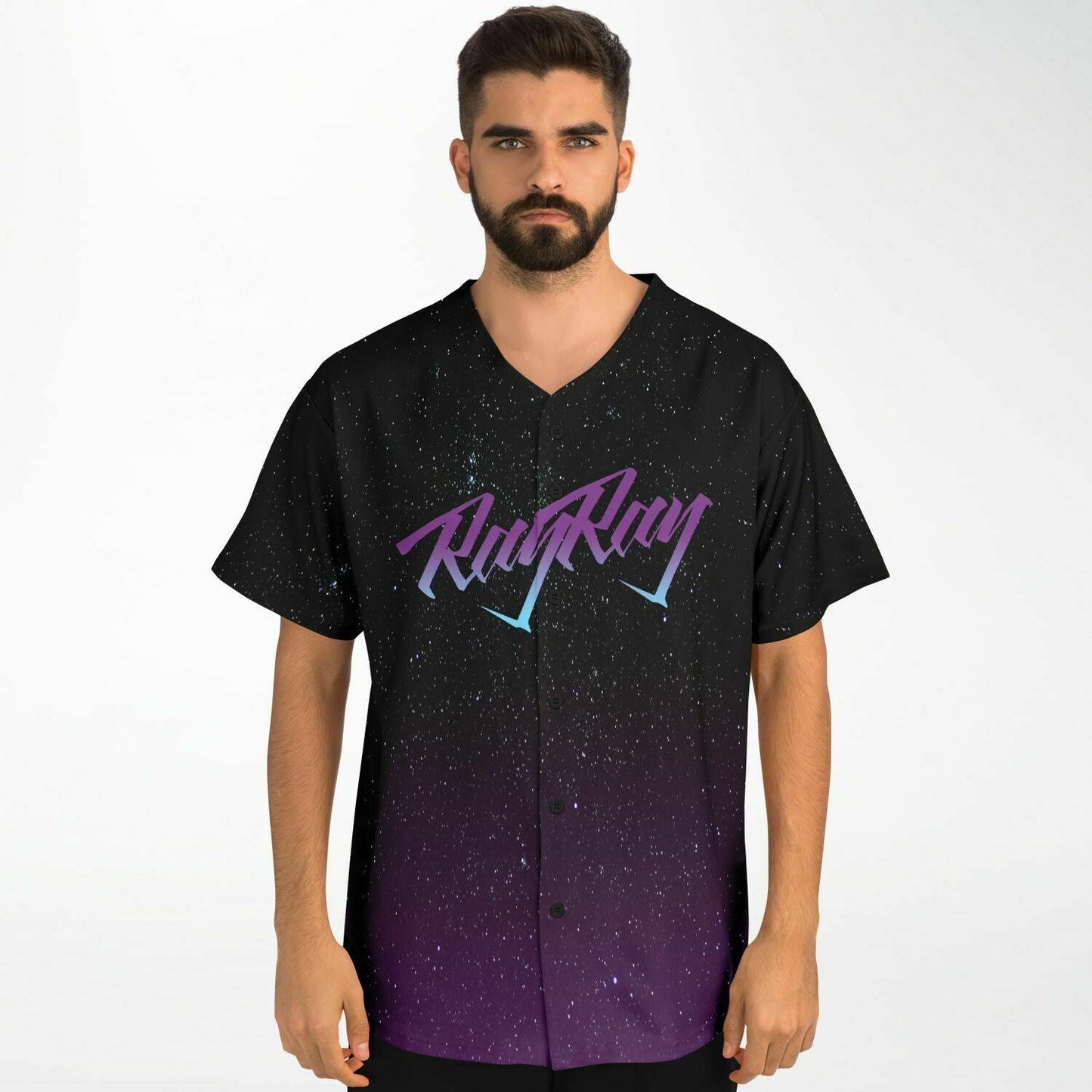 Black Purple Cosmic Starfield Rave Baseball Jersey