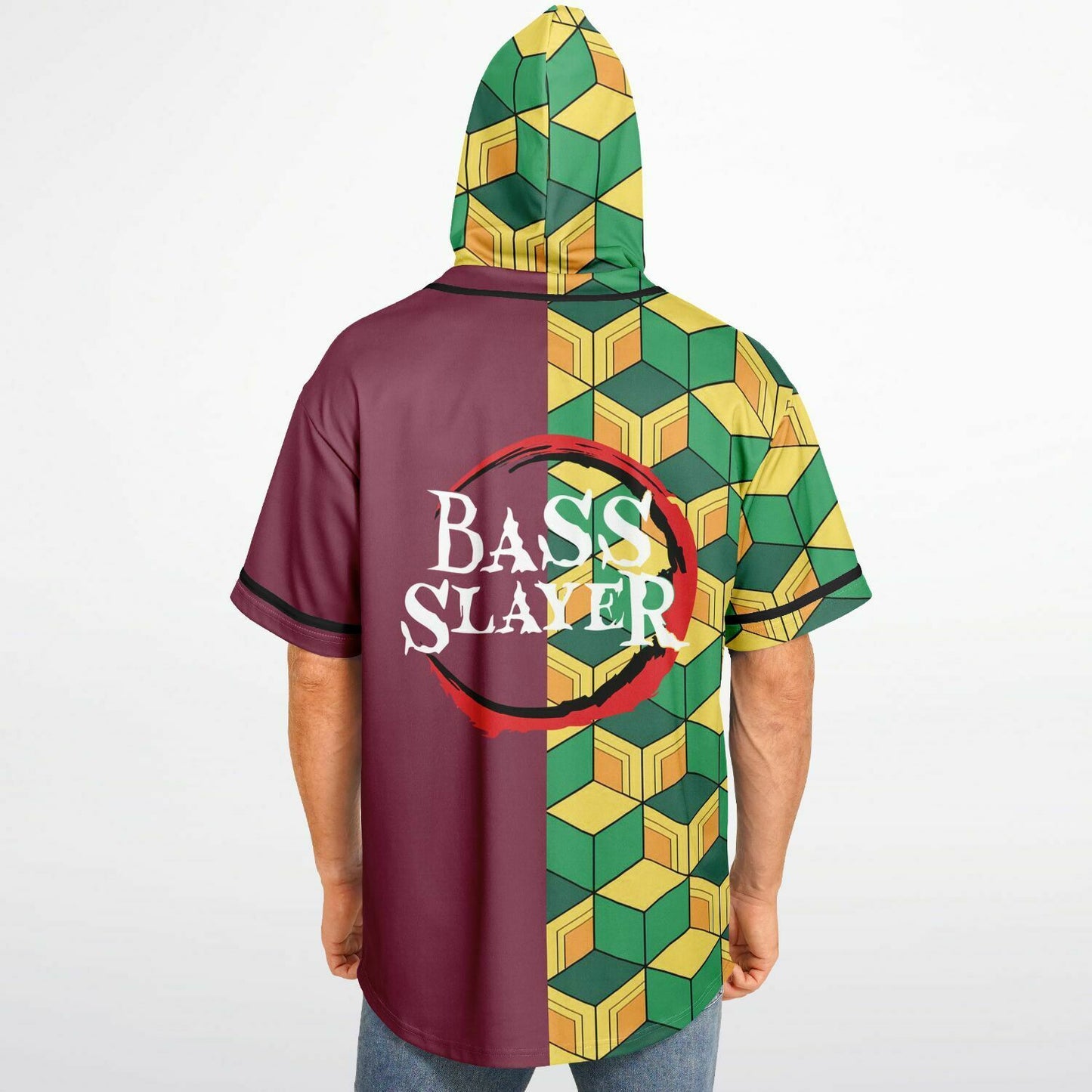 Green Yellow Rave Hooded Baseball Jersey