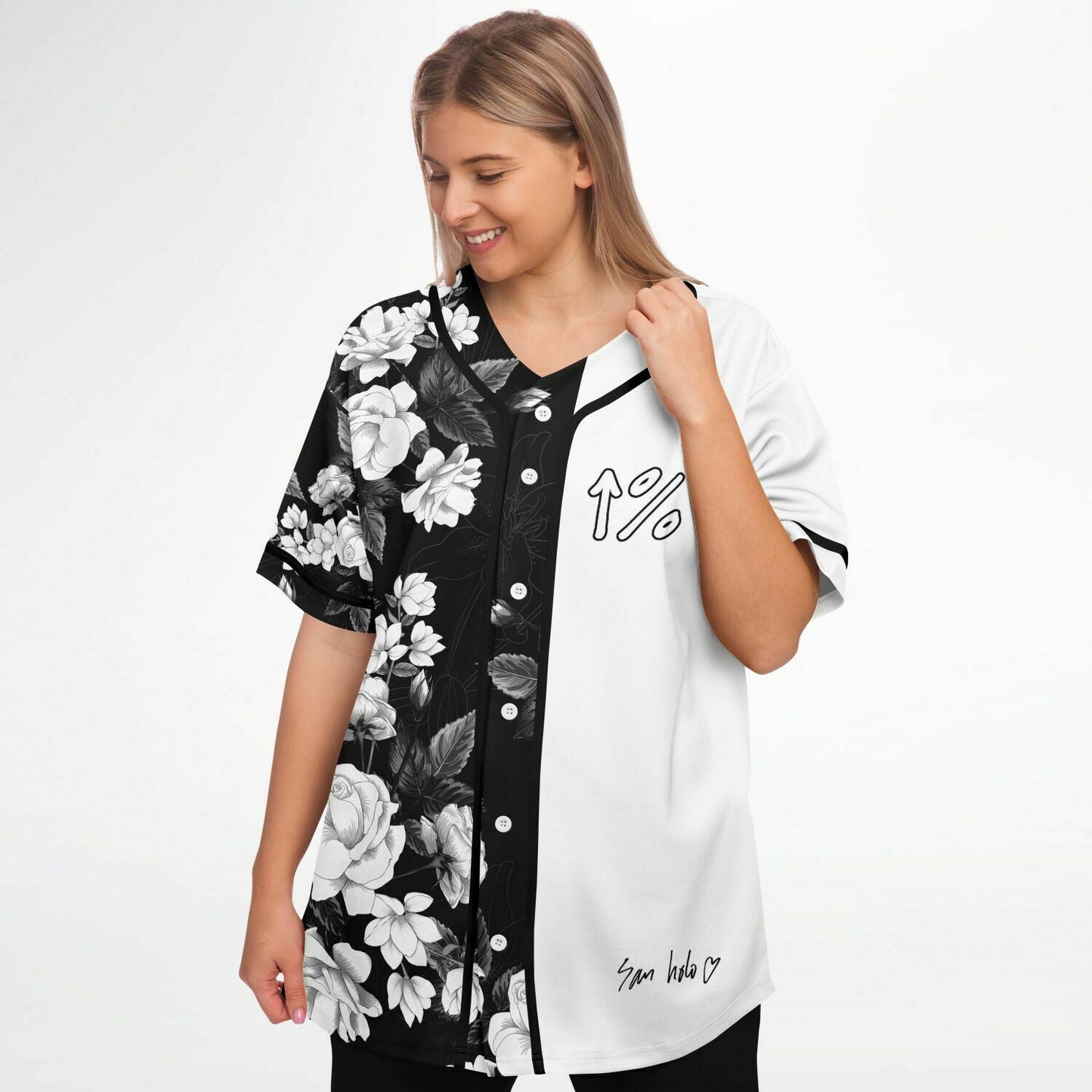 San Holo Black White Split Rave Baseball Jersey
