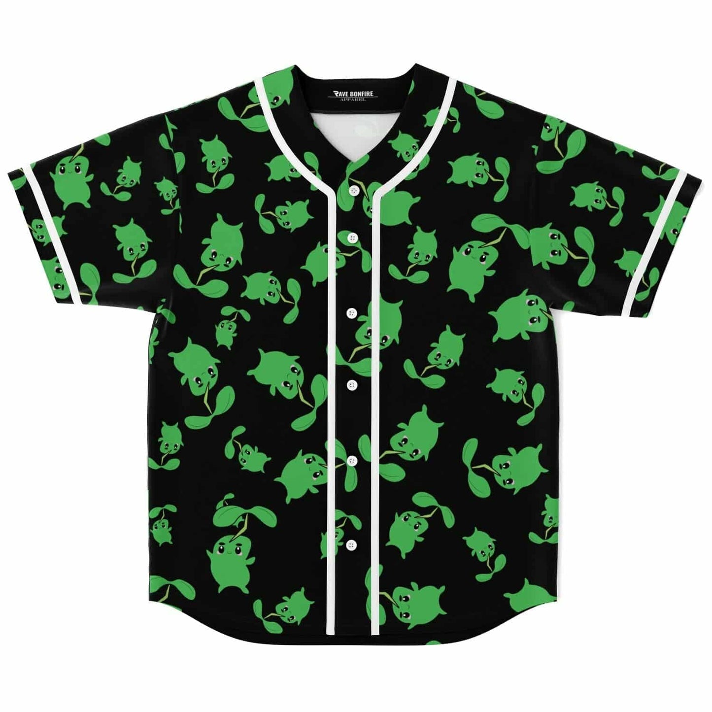 Black Repeating Cute Rave Baseball Jersey
