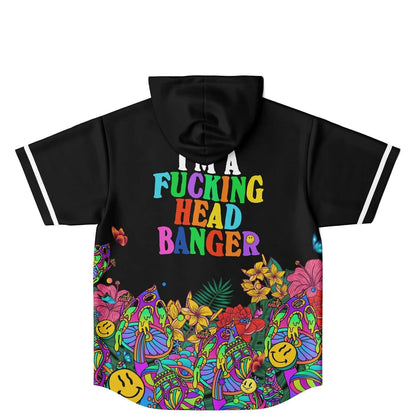 Excision Black Psychedelic Garden Rave Hooded Baseball Jersey