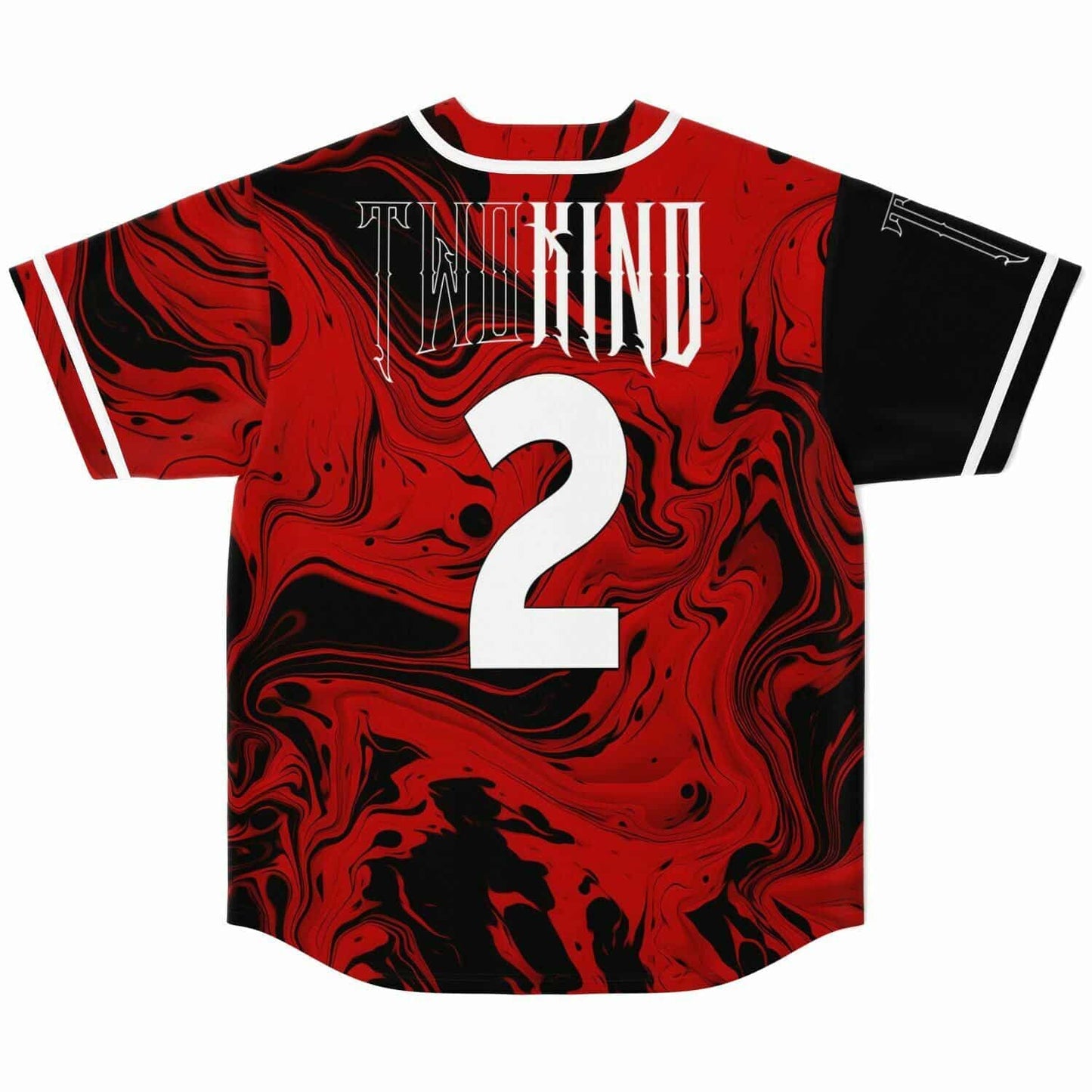 Black Red Liquid Marble Rave Baseball Jersey