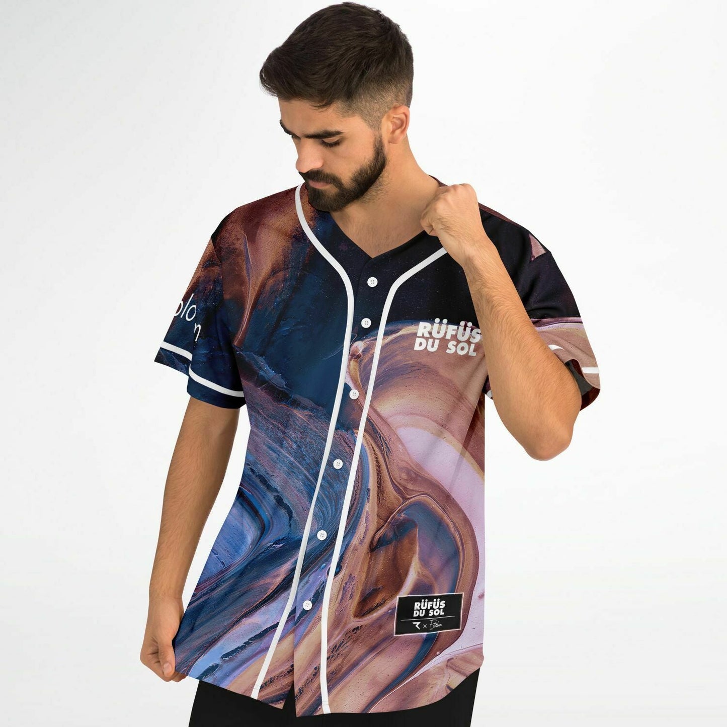Rufus Du Sol Brown Swirling Marble Rave Baseball Jersey