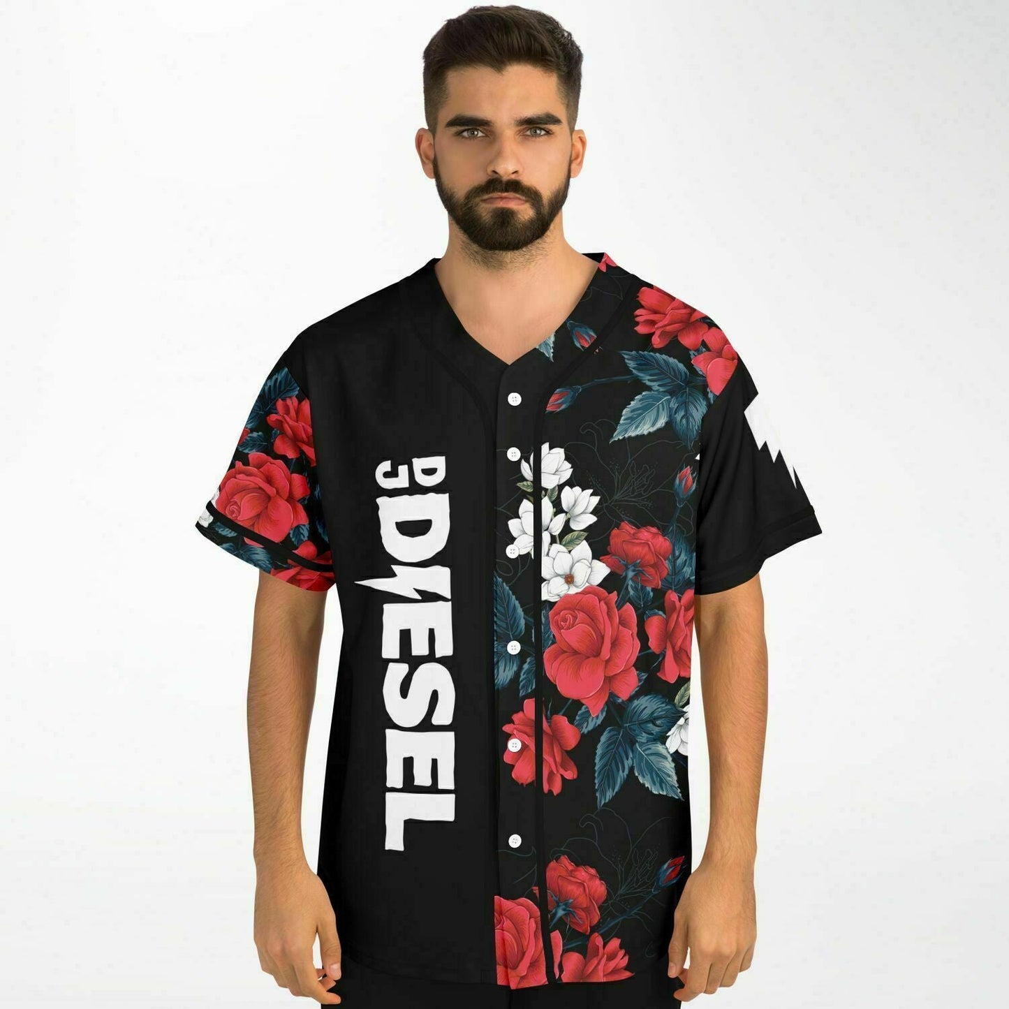 DJ Diesel Black Dark Floral Rave Baseball Jersey