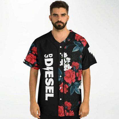 DJ Diesel Black Dark Floral Rave Baseball Jersey