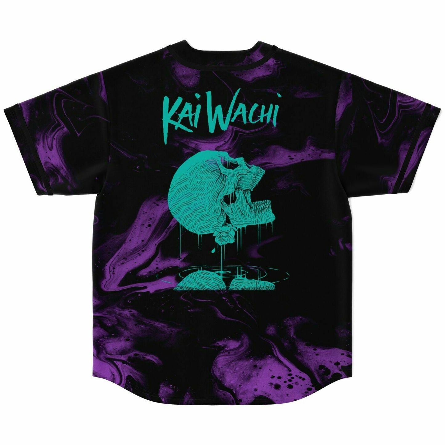 Kai Wachi Black Purple Swirling Liquid Rave Baseball Jersey