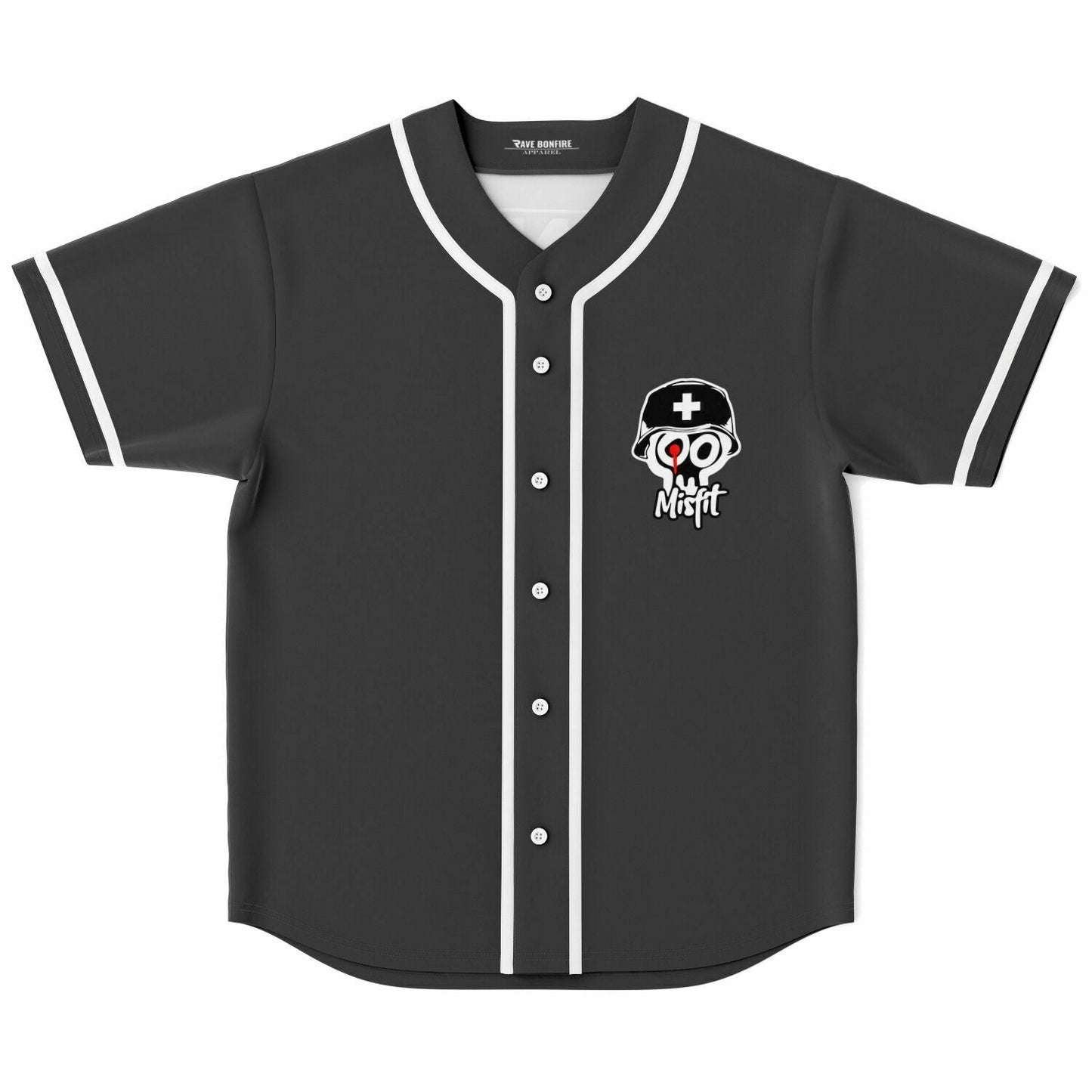 Ben Nicky Dark Charcoal Helmeted Skull Rave Baseball Jersey