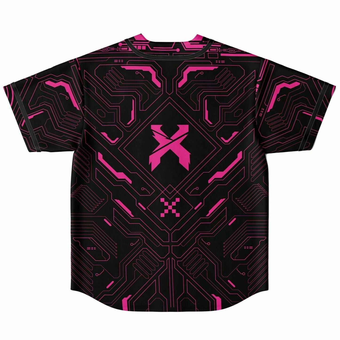 Black & Pink Cyberpunk Circuit Reversible Baseball Jersey