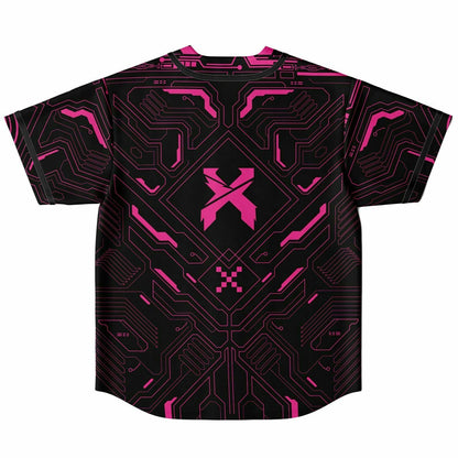 Black & Pink Cyberpunk Circuit Reversible Baseball Jersey