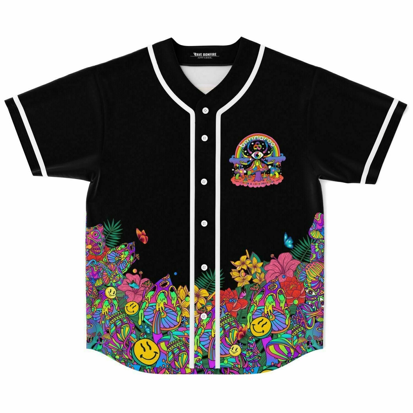 Bonnaroo Black Psychedelic Garden Rave Baseball Jersey