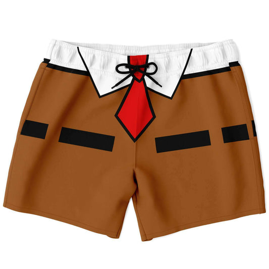 Brown Novelty Trompe Rave Swim Trunks