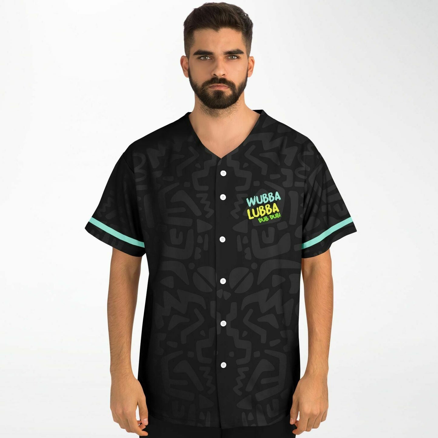 Black Abstract Doodle Rave Baseball Jersey
