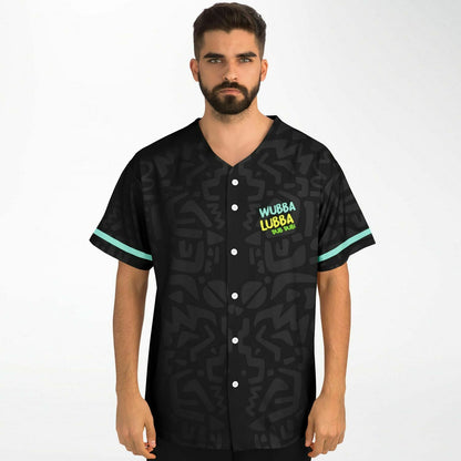 Black Abstract Doodle Rave Baseball Jersey